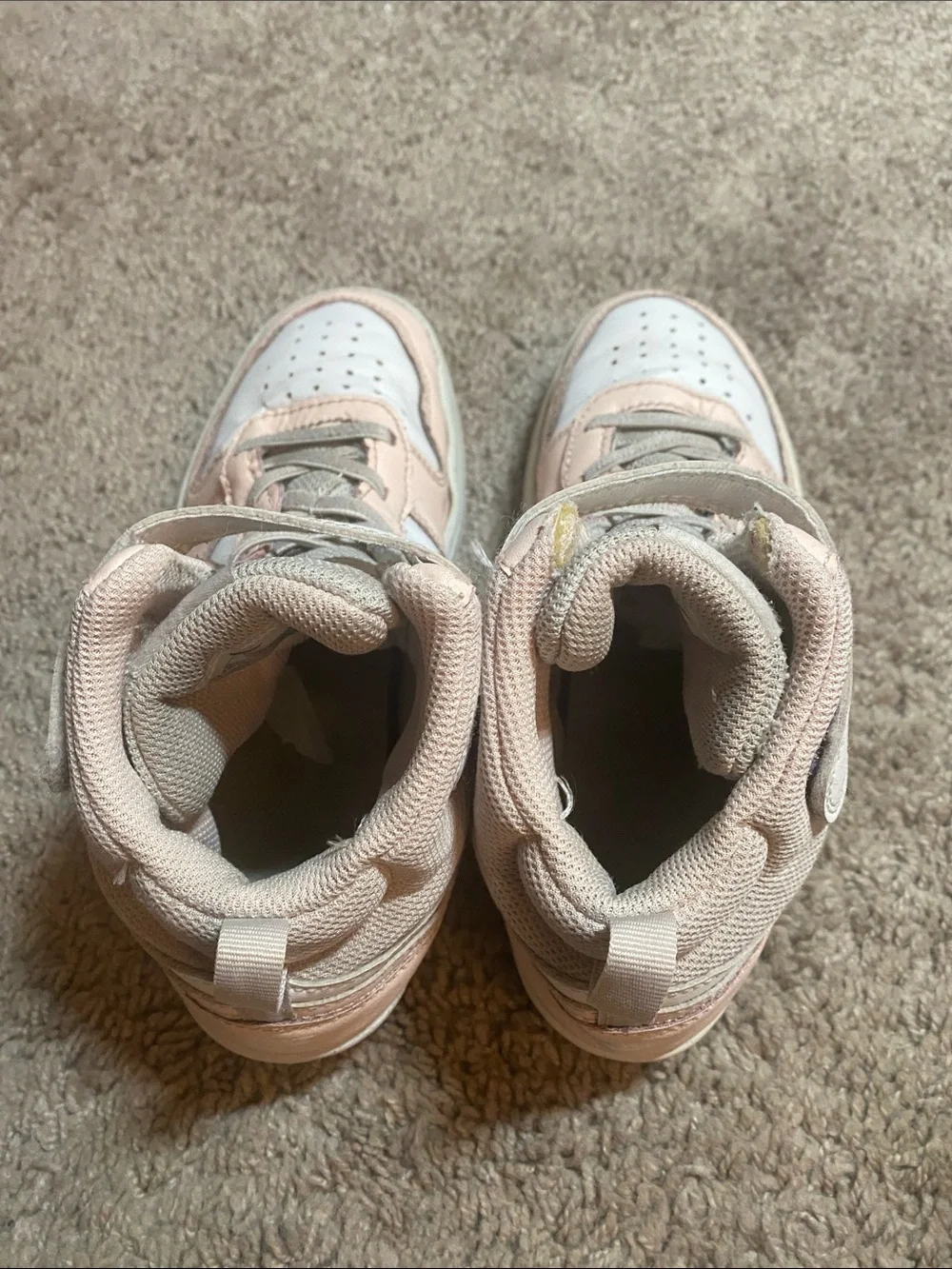 Nike Court Borough Hi Sneakers in Light Pink and White size 3Y